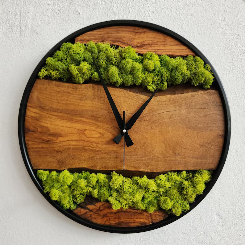 Artistry in Green Moss Enhanced Wall Clocks