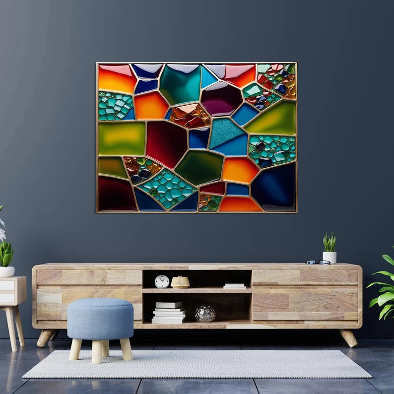 3D Colorful Stained Glass Art Wall Panel