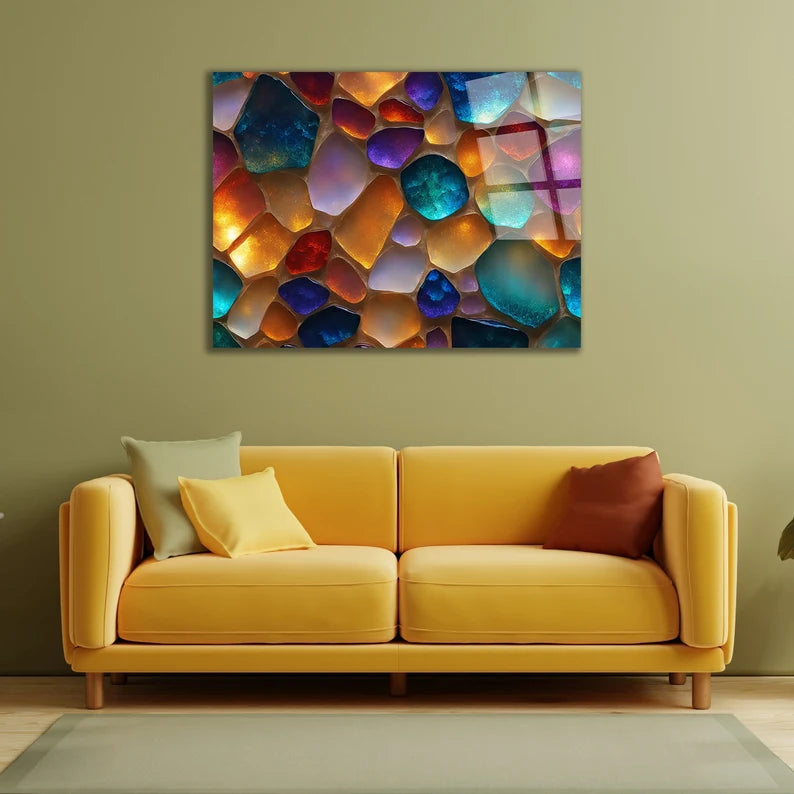 3D Colorful Natural Stones Acrylic Wall Art