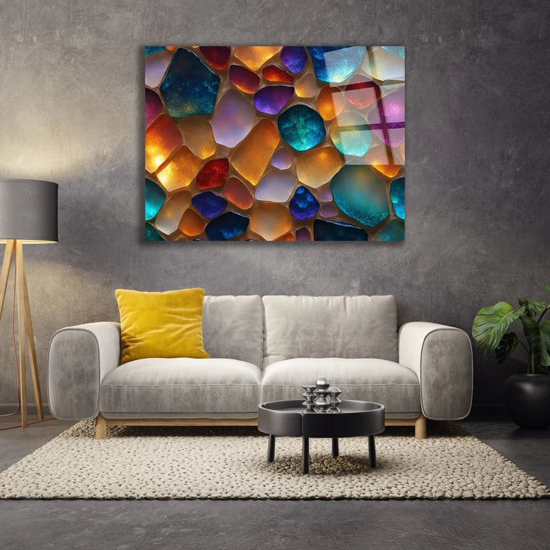 3D Colorful Natural Stones Acrylic Wall Art