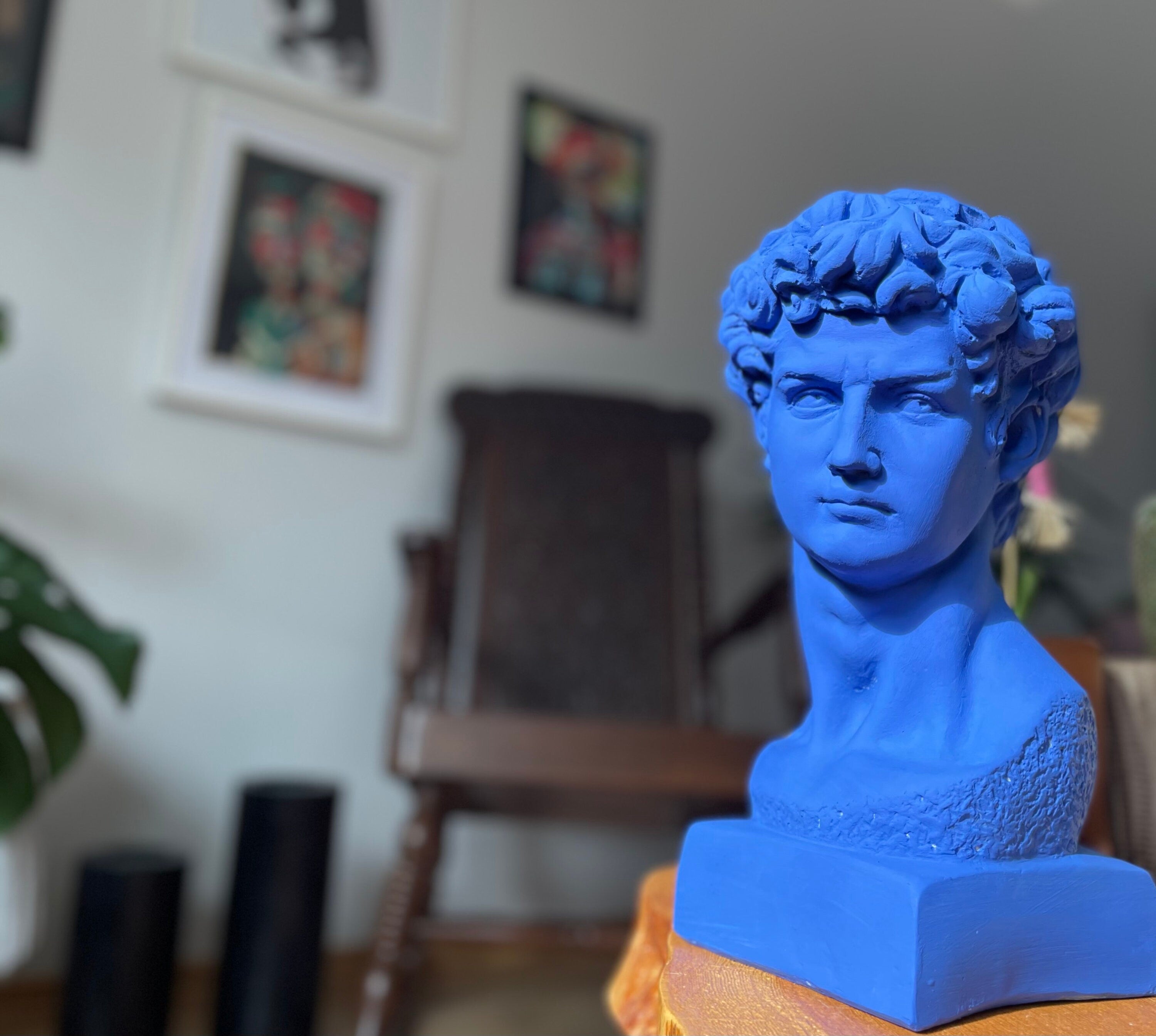 Ethereal Elegance: Large Night Blue David Bust Sculpture