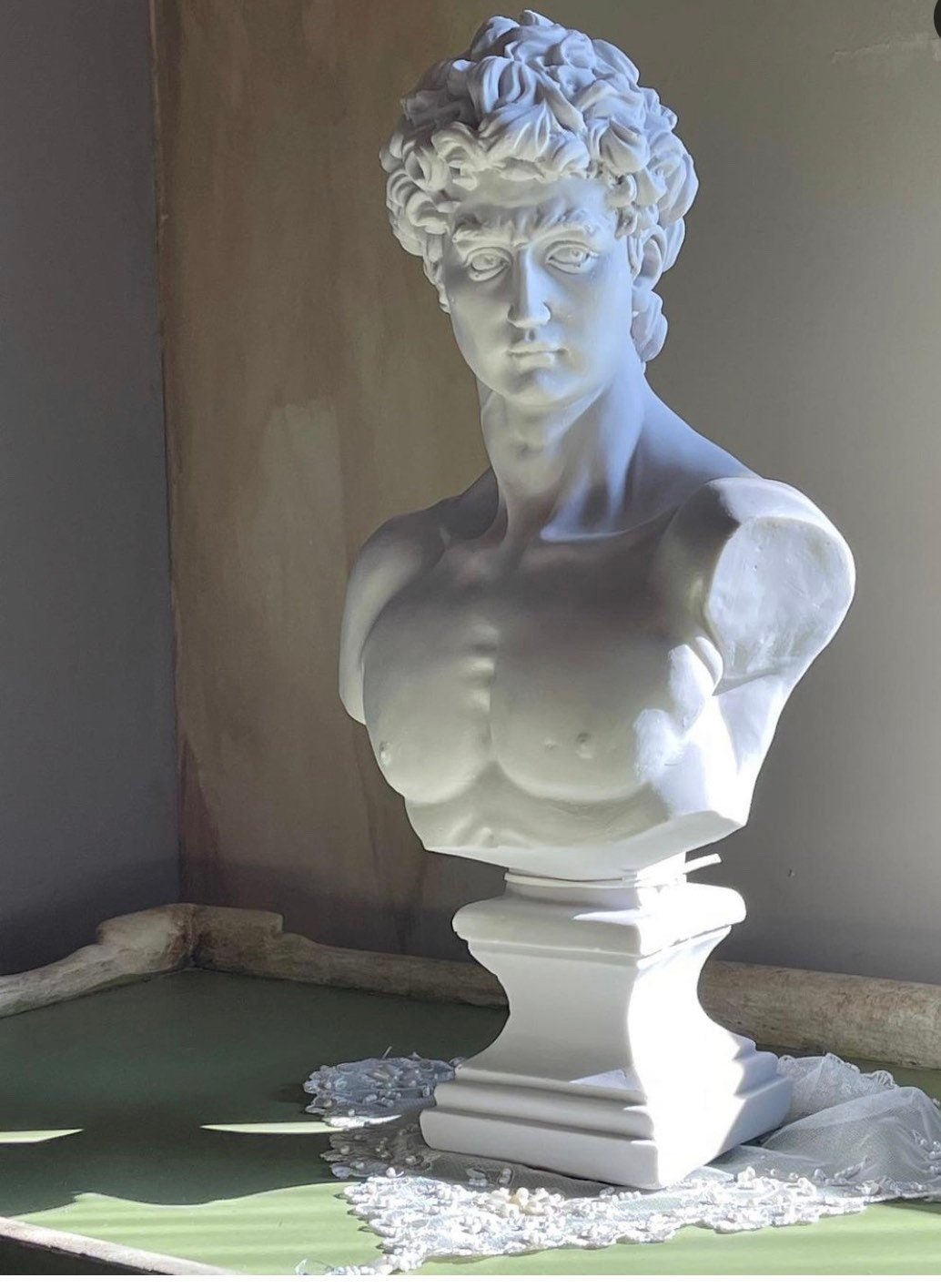 Eternal Splendor: Large David Bust Sculpture in Timeless White
