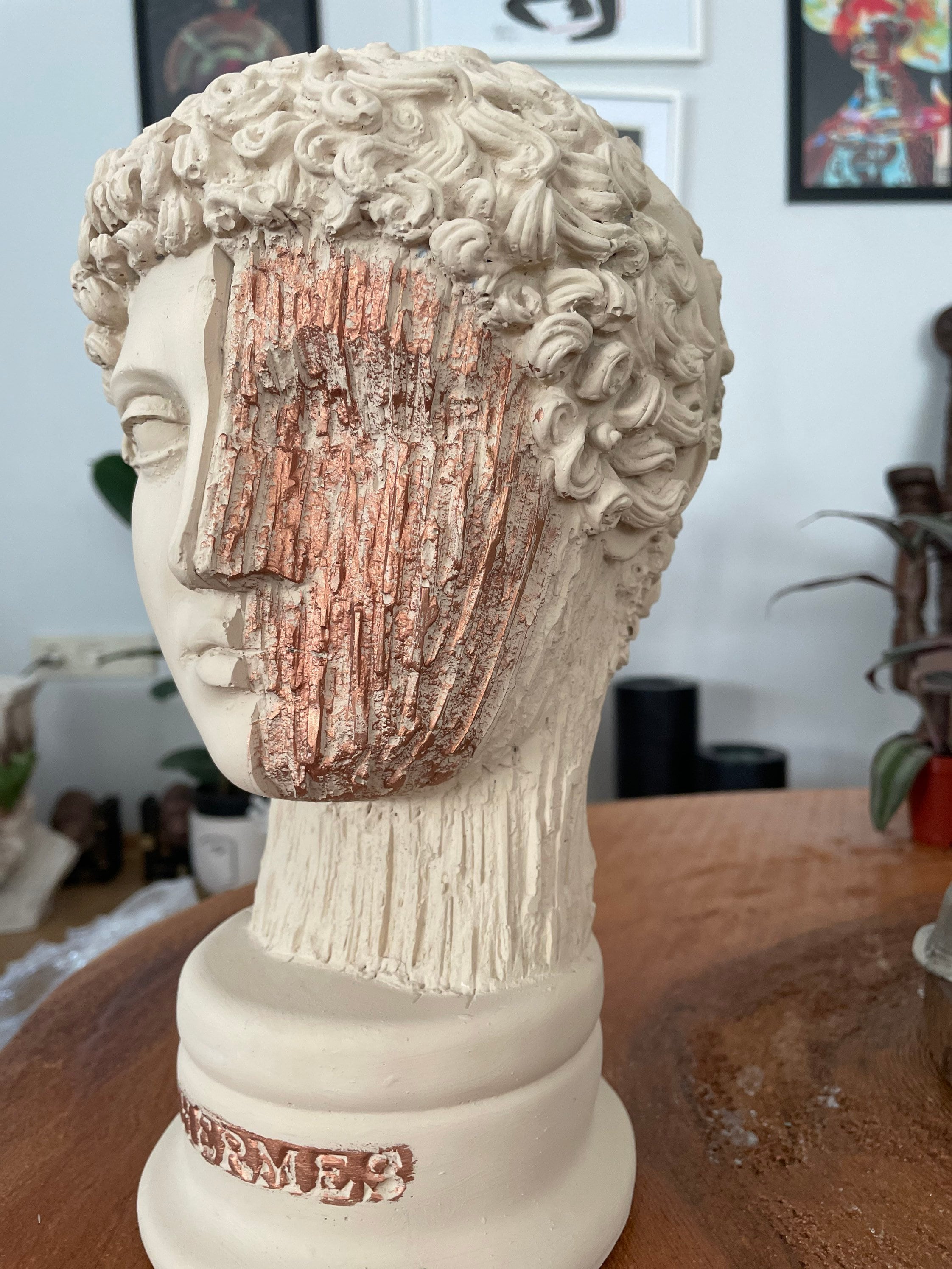 Timeless Elegance: Large Hermes Bust Sculpture in Cream Design