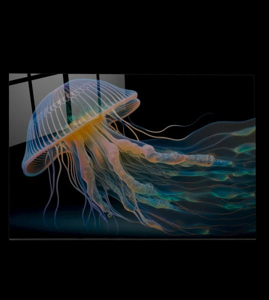 Jellyfish Themed LED Lighted Glass Table
