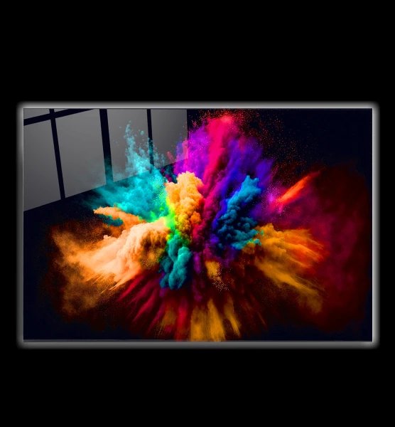 LED Illuminated Colored Dust Cloud Glass Painting