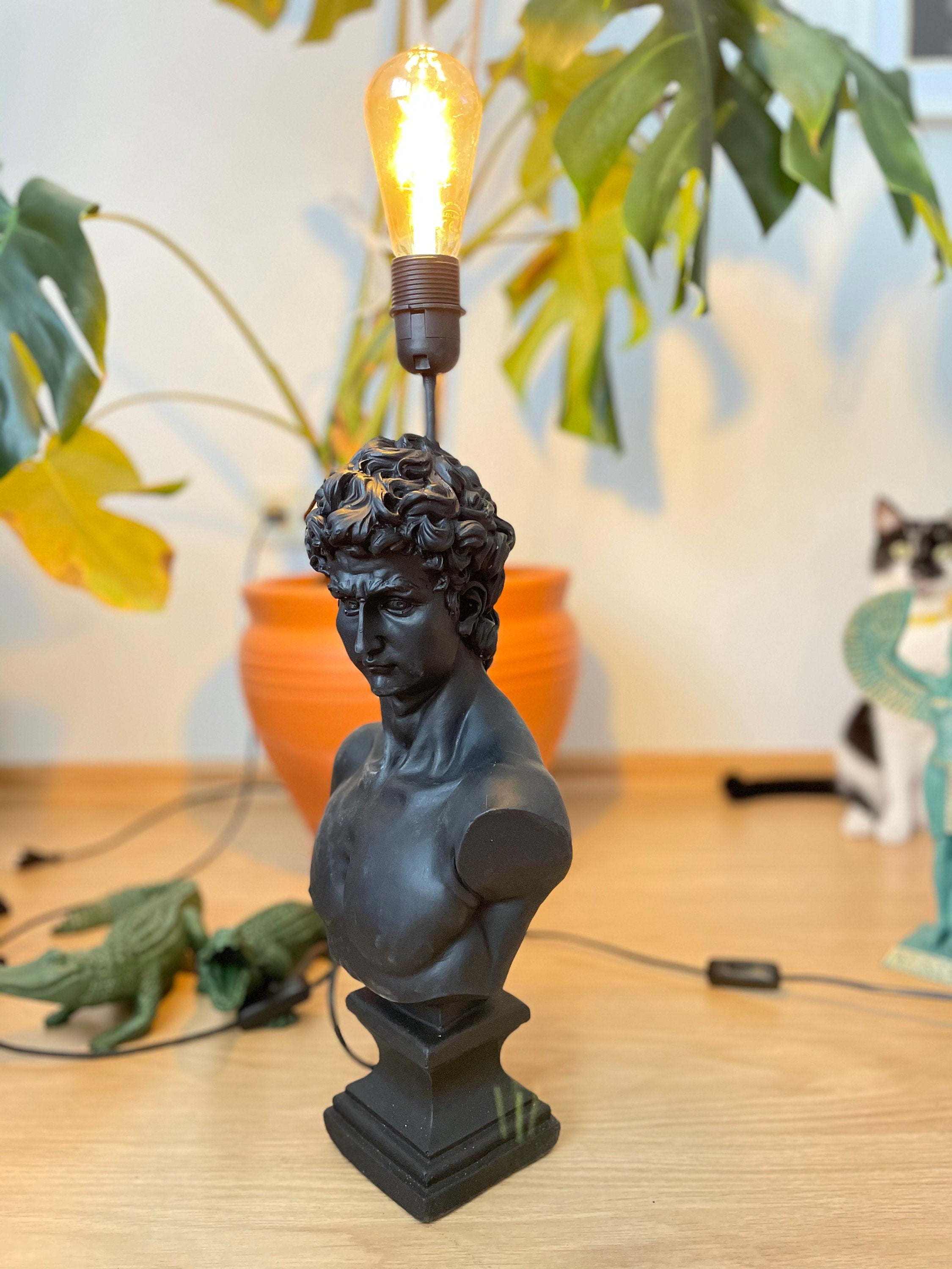 David Head and Greek Bust Statue Lamp: A Fusion of Classical Elegance