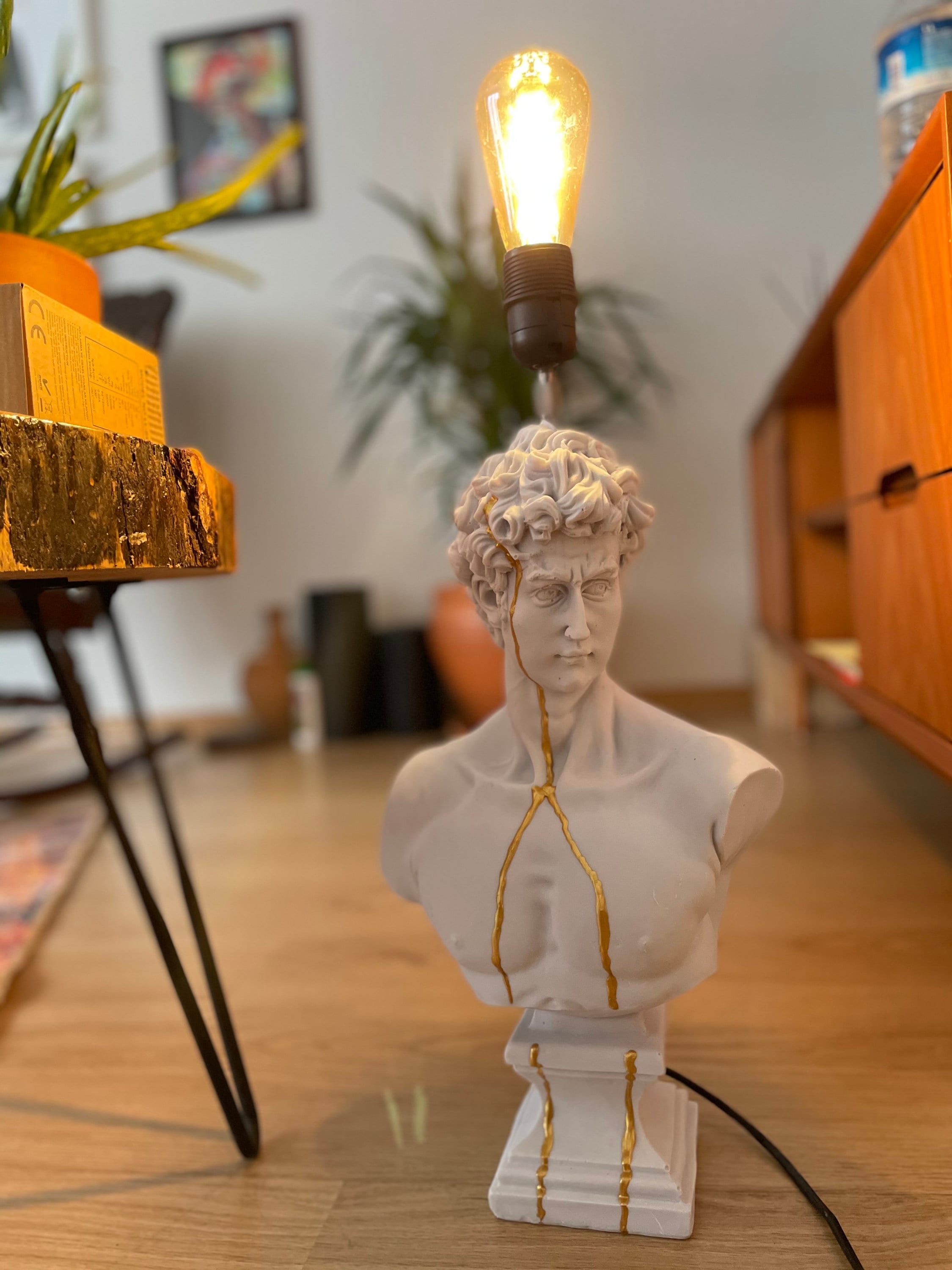 David Head Statue Lamp: Illuminating Renaissance Grandeur