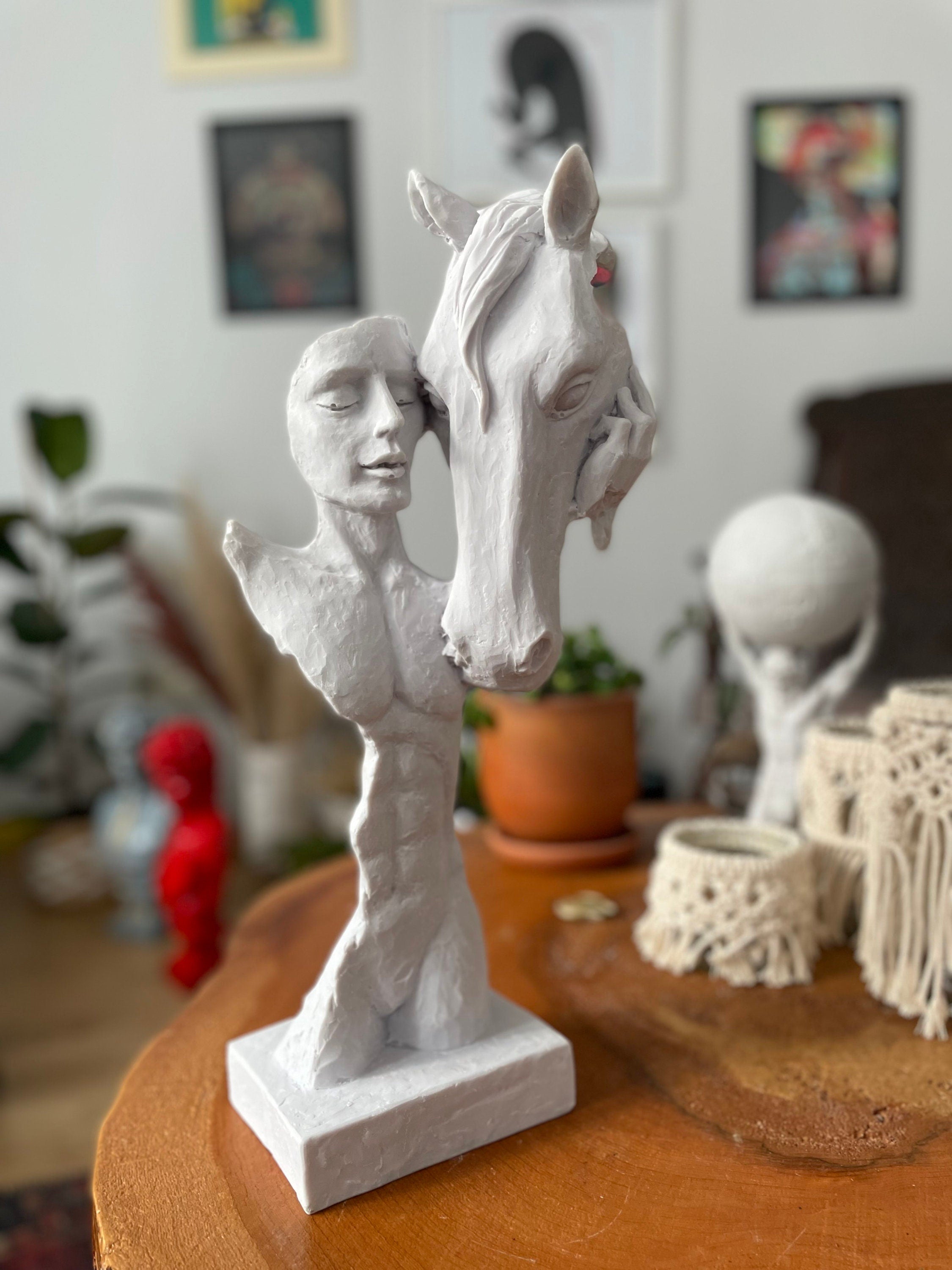Elegant Sculpture Collection: Abstract, Bust, and Equine Majesty
