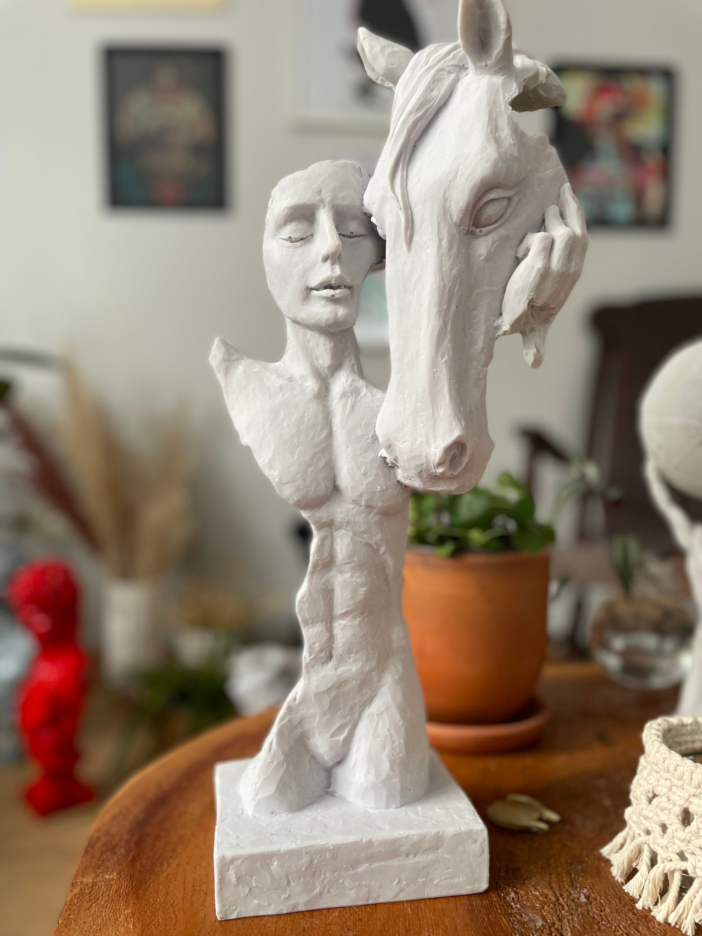 Elegant Sculpture Collection: Abstract, Bust, and Equine Majesty